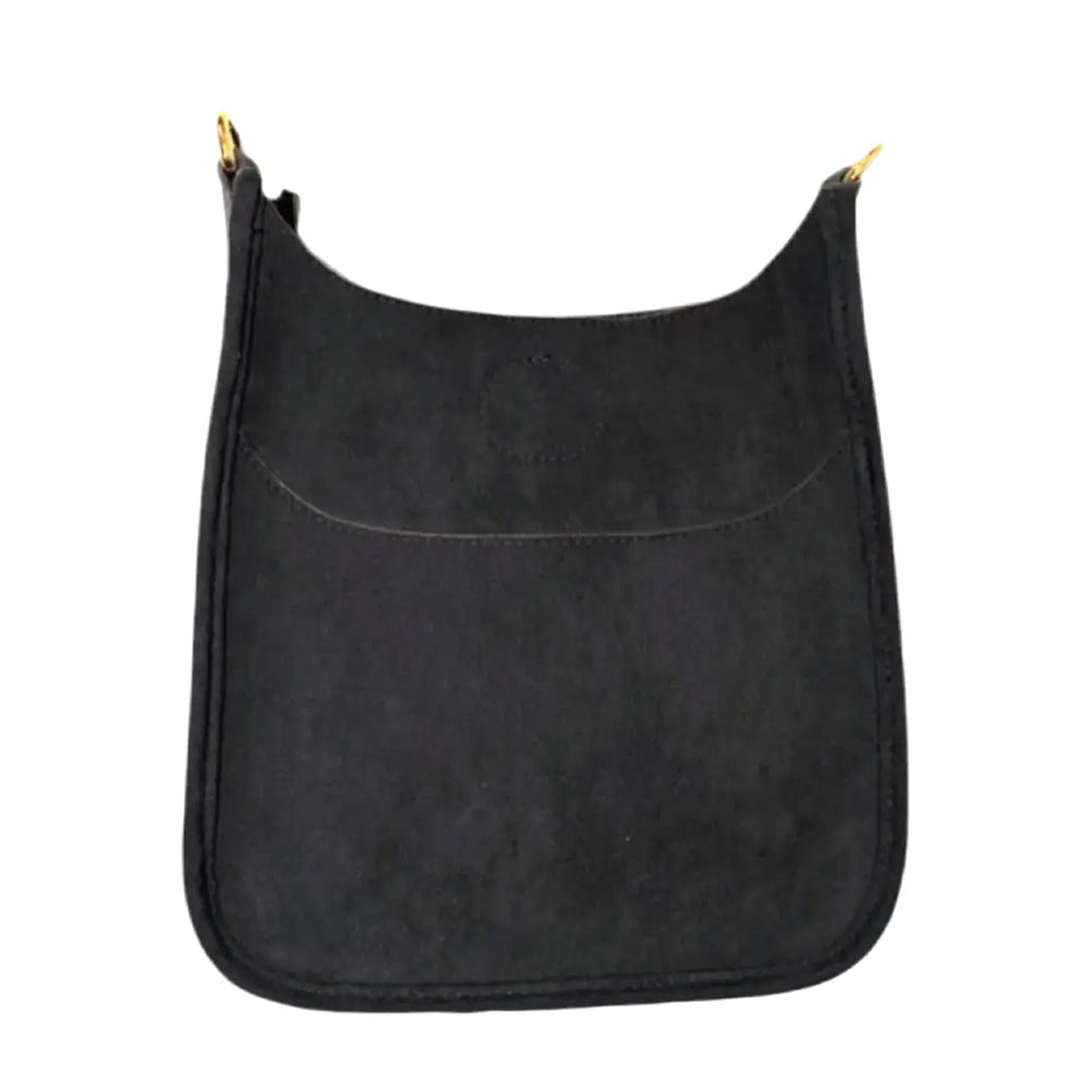 Black Faux Suede Mini Messenger- No Strap