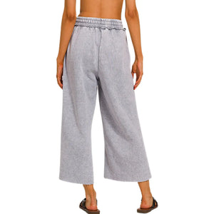 Acid Wash Fleece Wide Leg Palazzo Sweatpants w/ Pockets BbCo.