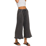 Acid Wash Fleece Wide Leg Palazzo Sweatpants w/ Pockets