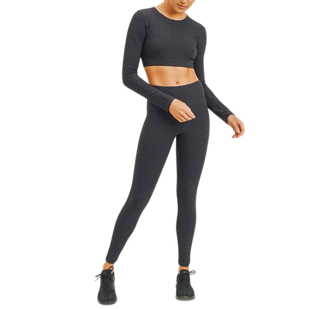 Mono B Textured Leopard Print Tactel High-Waist Leggings Mono B