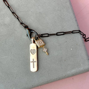 16" Gold Paperclip Chain Charm Necklace- Lock & Plate The Bold Blondes