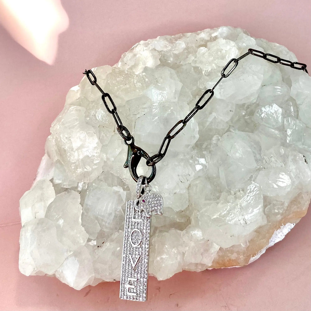 16" Gun Metal Chain Charm Necklace- LOVE & Luck Charms The Bold Blondes
