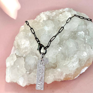 16" Gun Metal Chain Charm Necklace- LOVE & Luck Charms The Bold Blondes