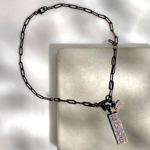 16" Gun Metal Chain Charm Necklace- LOVE & Luck Charms The Bold Blondes