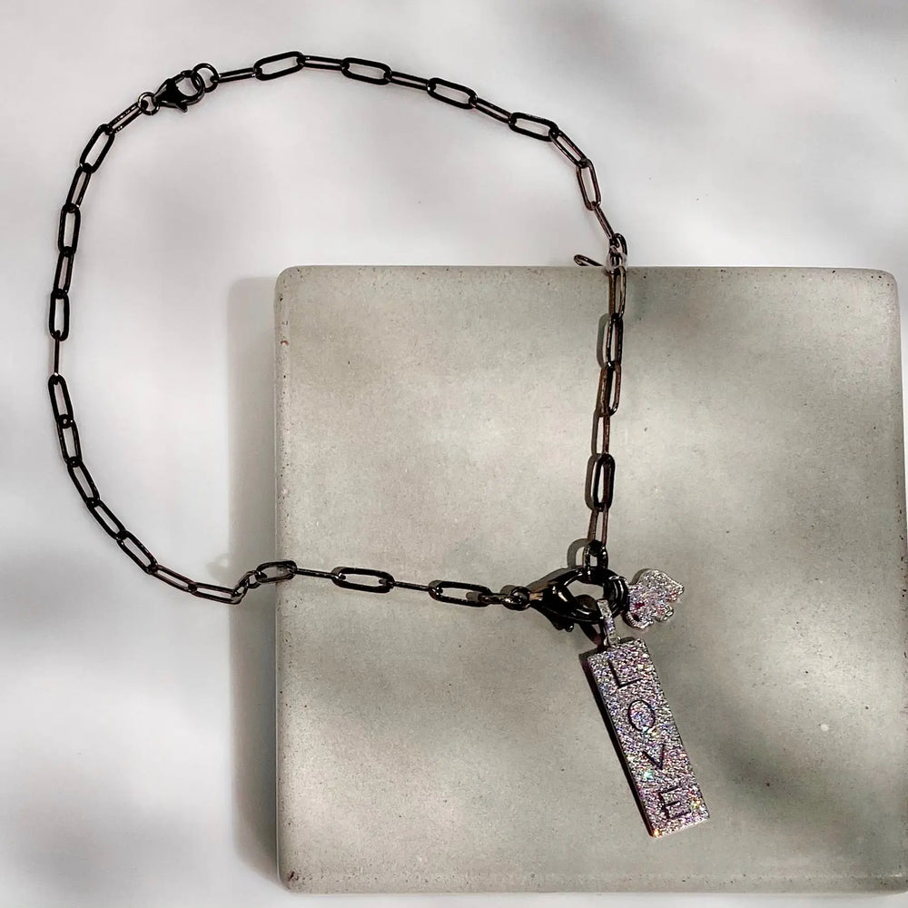 'Love & Luck' Paperclip Chain Charm Necklace