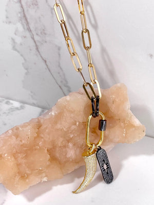 18" Gold Paperclip Chain Charm Necklace 