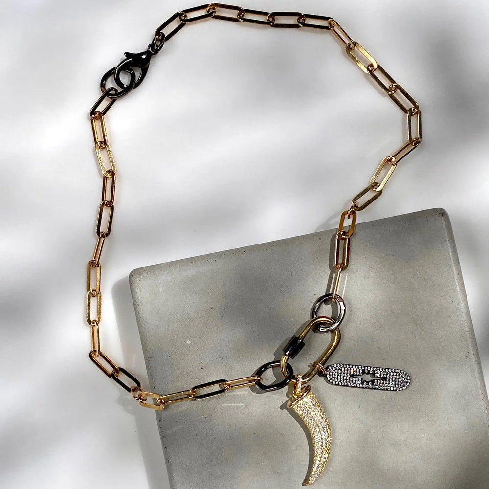 18" Gold Paperclip Chain Charm Necklace 
