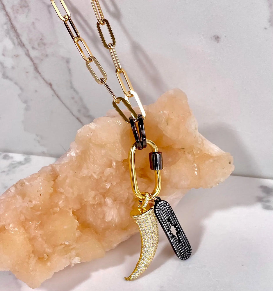 18" Gold Paperclip Chain Charm Necklace 