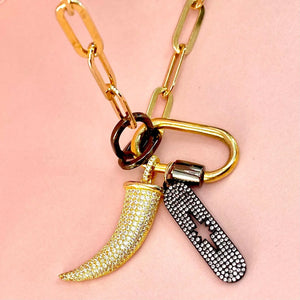 18" Gold Paperclip Chain Charm Necklace 