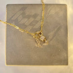 18" Gold Paperclip Chain ‘Love & Lock’ Charm Necklace