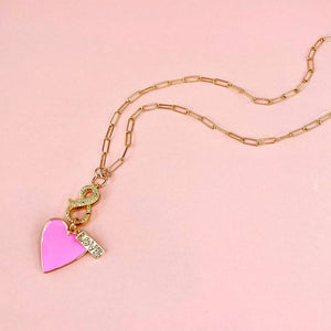 18" Pink Heart LOVE Charm Necklace The Bold Blondes