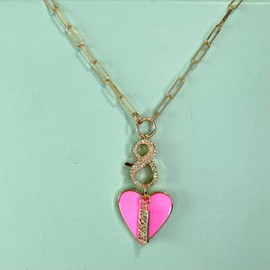 18" Pink Heart LOVE Charm Necklace The Bold Blondes