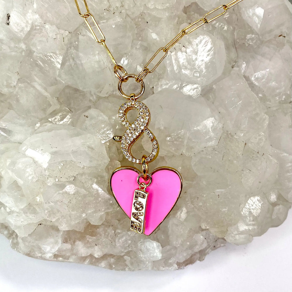 18" Pink Heart LOVE Charm Necklace The Bold Blondes