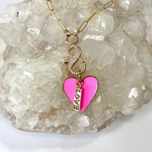 18" Pink Heart LOVE Charm Necklace The Bold Blondes