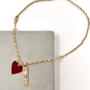 18" Red Heart Cross Charm Necklace The Bold Blondes