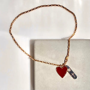 18" Red Heart Cross Charm Necklace The Bold Blondes