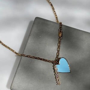 18" Blue Heart & Warrior Charm Necklace 