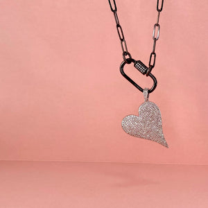 24" Sparkling Silver Heart Charm Necklace The Bold Blondes