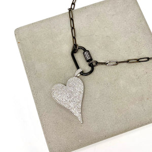 24" Sparkling Silver Heart Charm Necklace The Bold Blondes