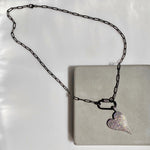 24" Sparkling Silver Heart Charm Necklace