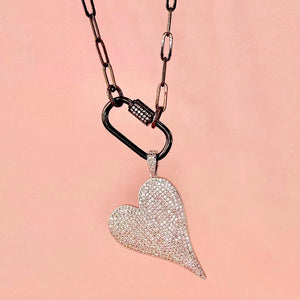 24" Sparkling Silver Heart Charm Necklace The Bold Blondes