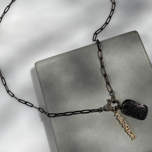 24" Gun Metal Chain Charm Necklace- Warrior The Bold Blondes