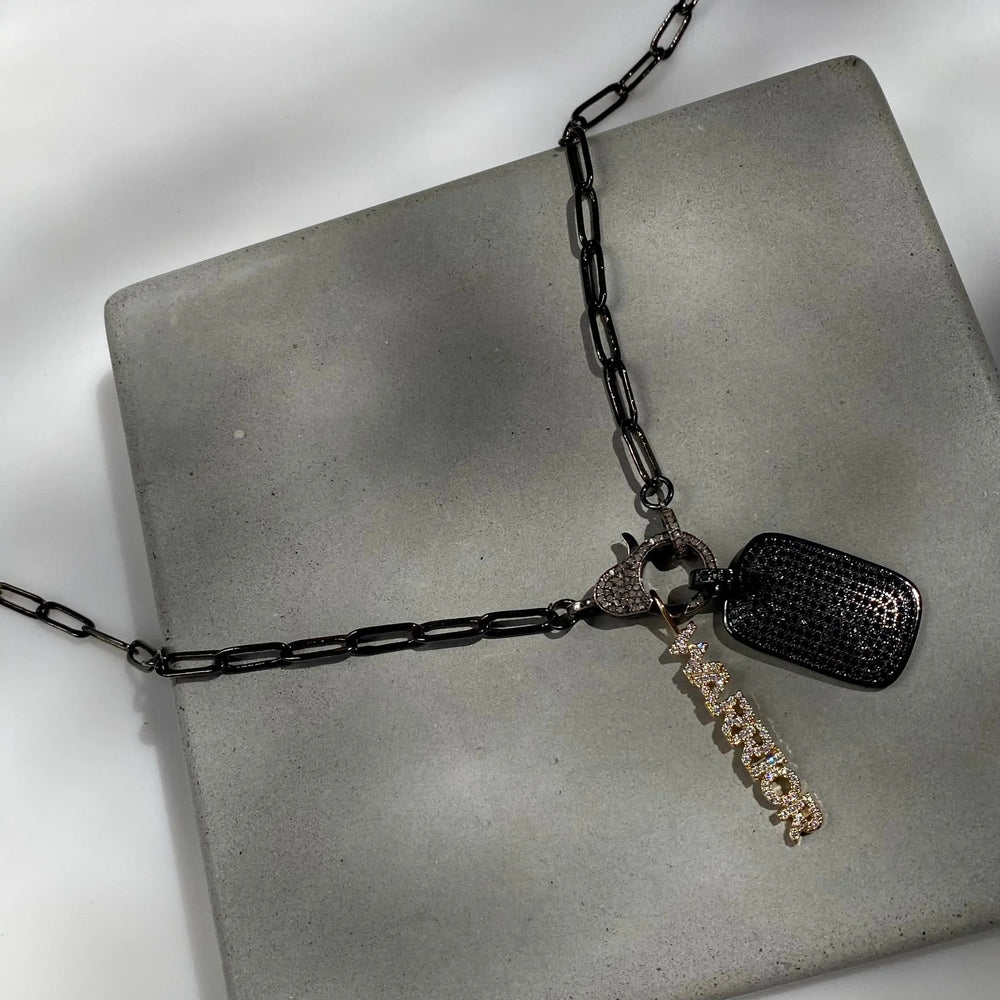 24" Gun Metal Chain Charm Necklace- Warrior The Bold Blondes