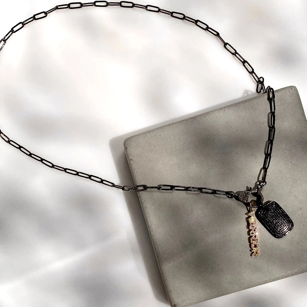 24" Gun Metal Chain Charm Necklace- Warrior
