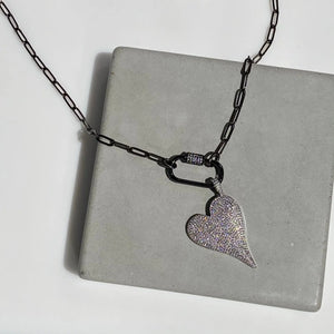 24" Sparkling Silver Heart Charm Necklace The Bold Blondes