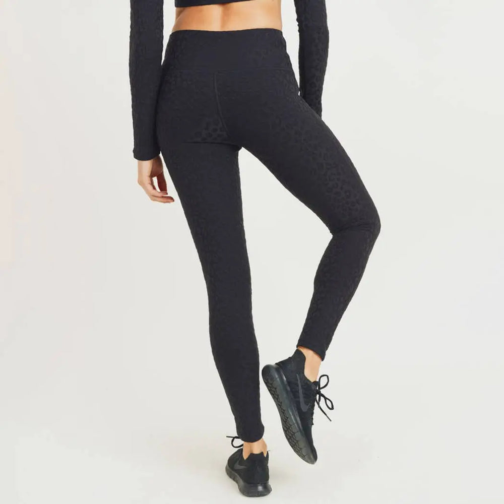 Mono B Textured Leopard Print Tactel High-Waist Leggings Mono B