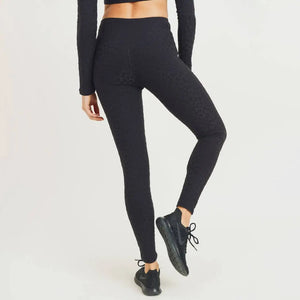 Mono B Textured Leopard Print Tactel High-Waist Leggings Mono B