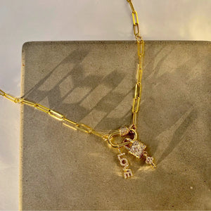 18" Gold Paperclip Chain ‘Love & Lock’ Charm Necklace The Bold Blondes