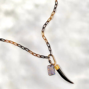 32” Two-Toned Chain Charm Necklace- 