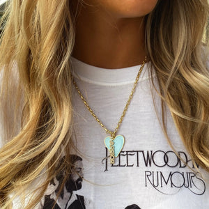 18" Blue Heart & Warrior Charm Necklace 