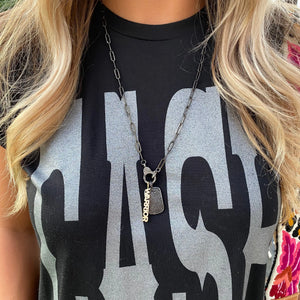 24" Gun Metal Chain Charm Necklace- Warrior The Bold Blondes