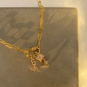 18" Gold Paperclip Chain ‘Love & Lock’ Charm Necklace The Bold Blondes