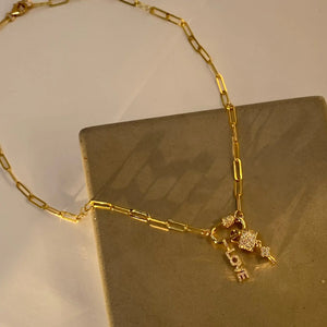 18" Gold Paperclip Chain ‘Love & Lock’ Charm Necklace The Bold Blondes